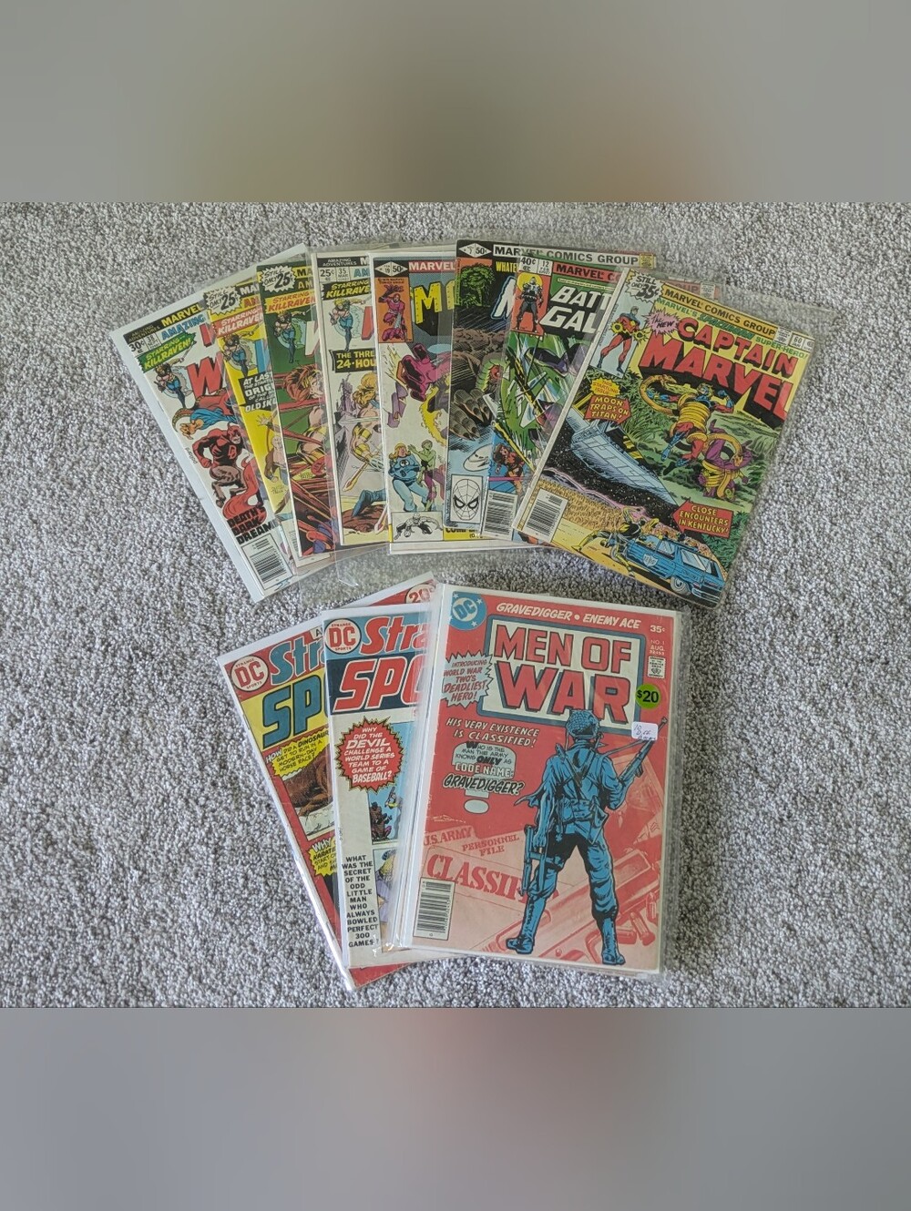 Bonze Age Comics Lot (20) Captain Marvel DC Men of War of the Worlds Battlestar